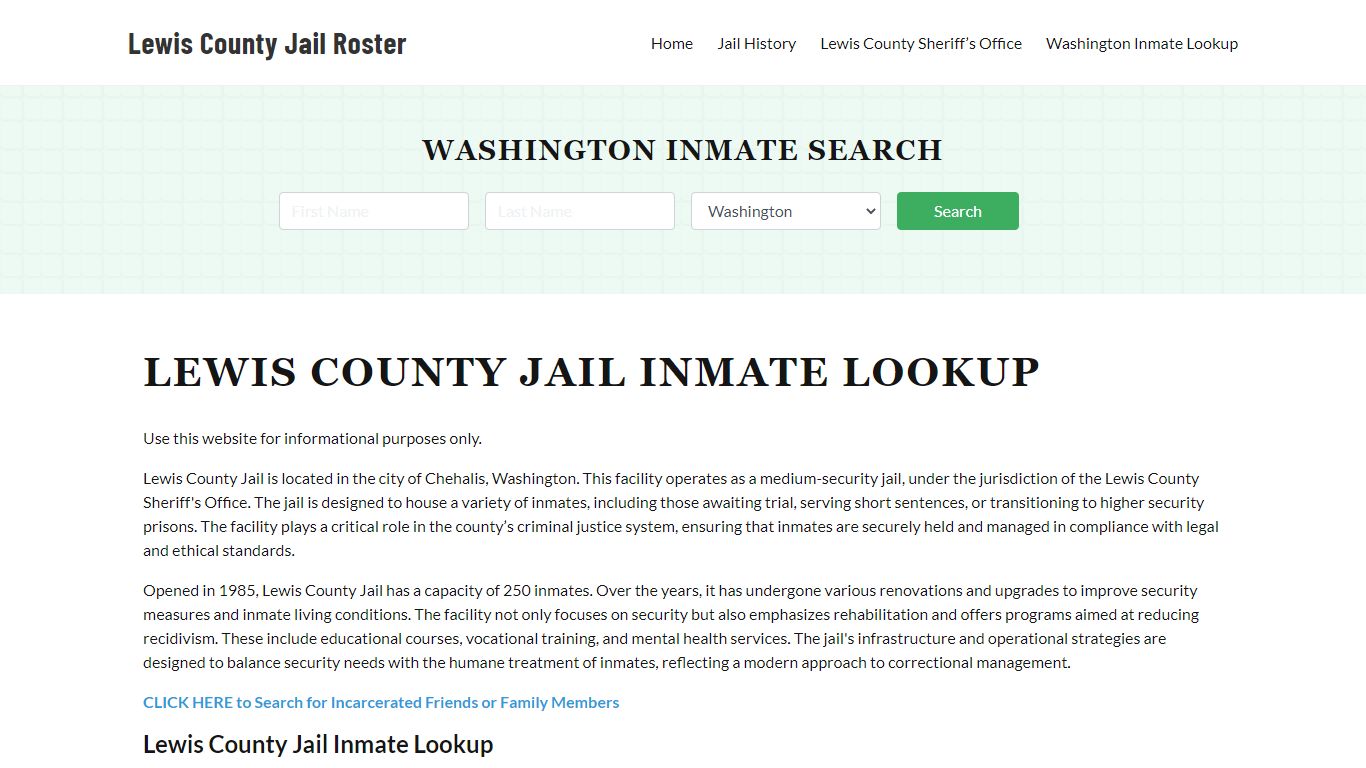 Lewis County Jail Roster Lookup, WA, Inmate Search